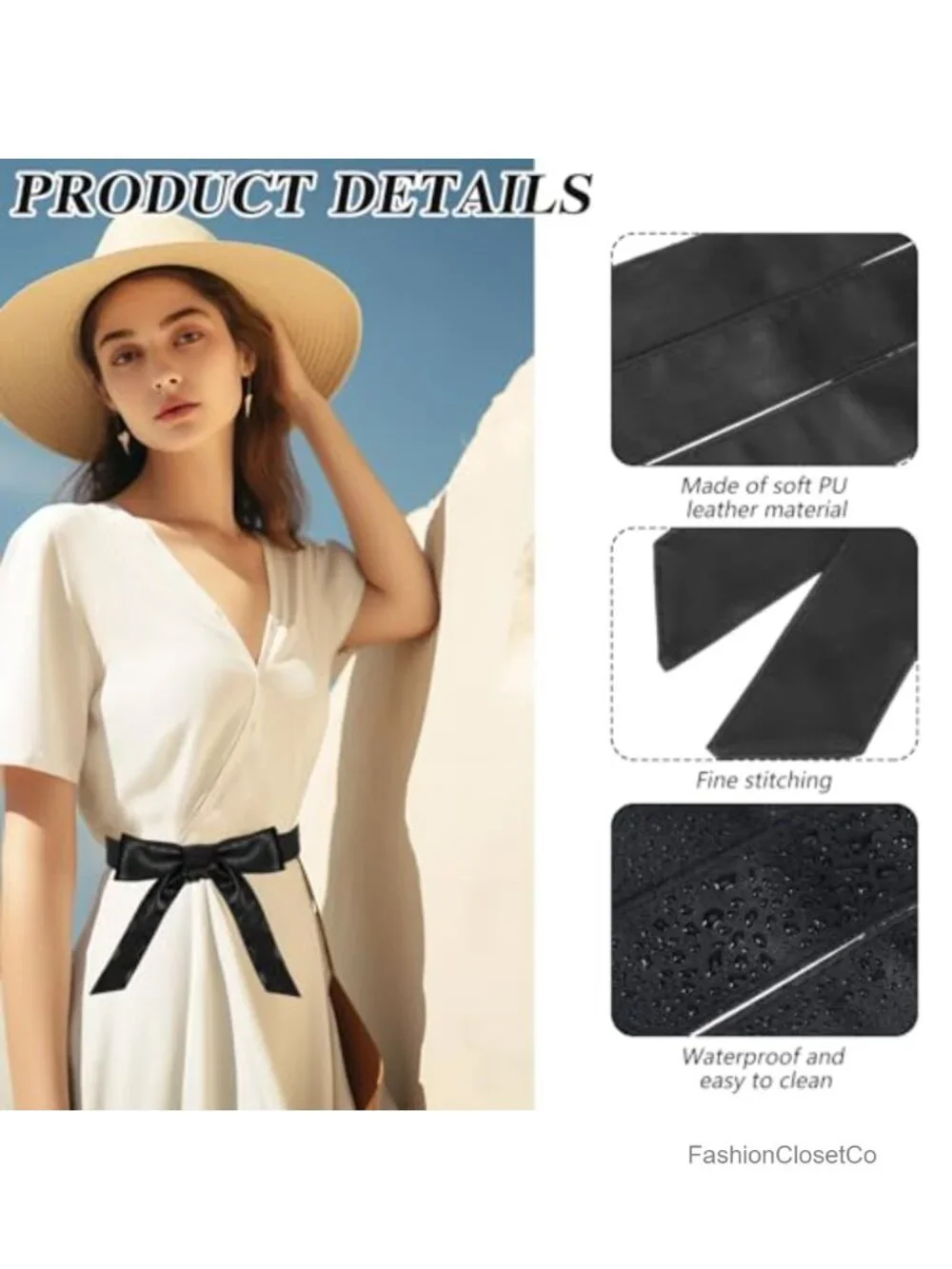 Faux Leather Obi Belt for Women, Wrap Sash Belt Decorative Waistband